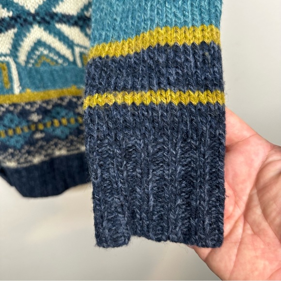 Royal Robbins Womens S Blue Fair Isle Chunky Knit Hooded Cardigan Pockets Boho - Picture 3 of 7